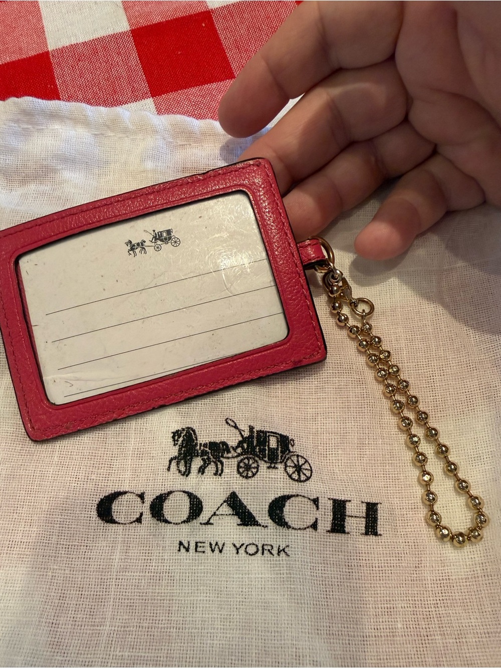 Coach Hot Pink Leather ID Wallet with Gold Logo